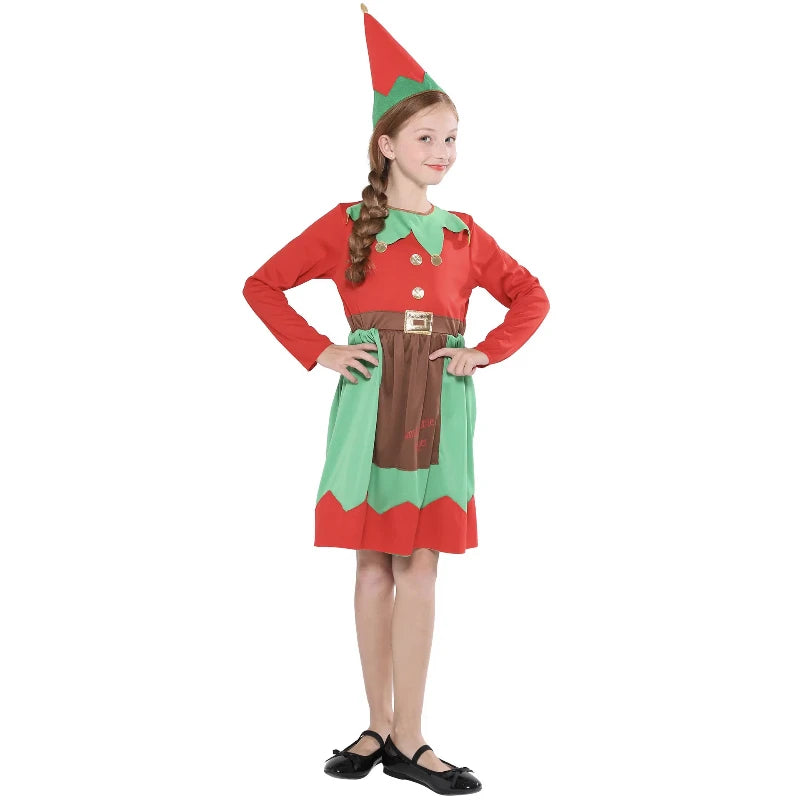 Kids Elf Girl Christmas Costume